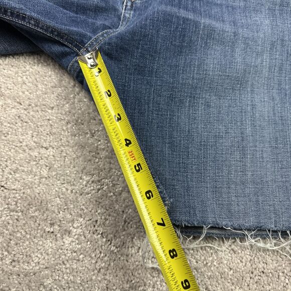 ABLE Jean Shorts Denim Raw Hem Cut Off Size 32 Mid Rise - Picture 9 of 9